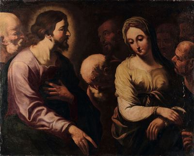 Scuola Veneta del XVII Secolo Cristo e L'adultera
