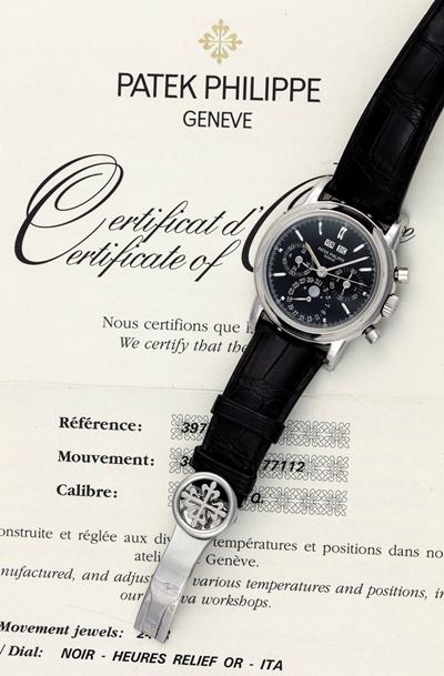 Patek Philippe - 3970ep Molto Raro e Raffinato Orologio da Polso in Platino, Calendario Perpetuo ...