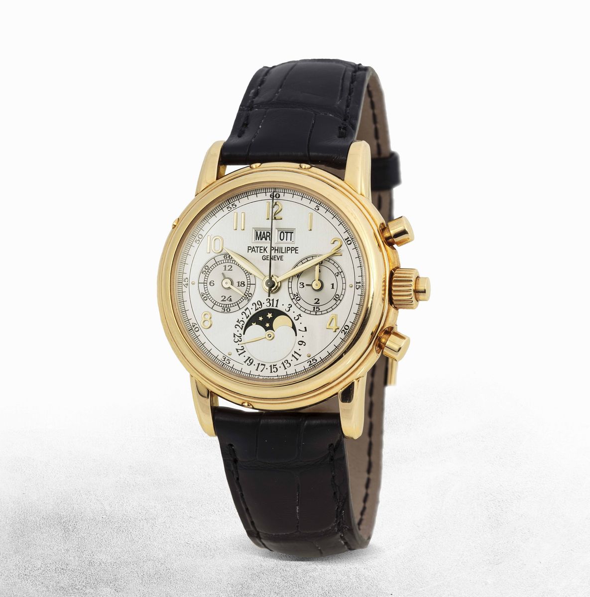 Patek Philippe - 5004 Chronograph Rattrapante in Oro Giallo con Calendario Perpetuo, Fasi Lunari ...