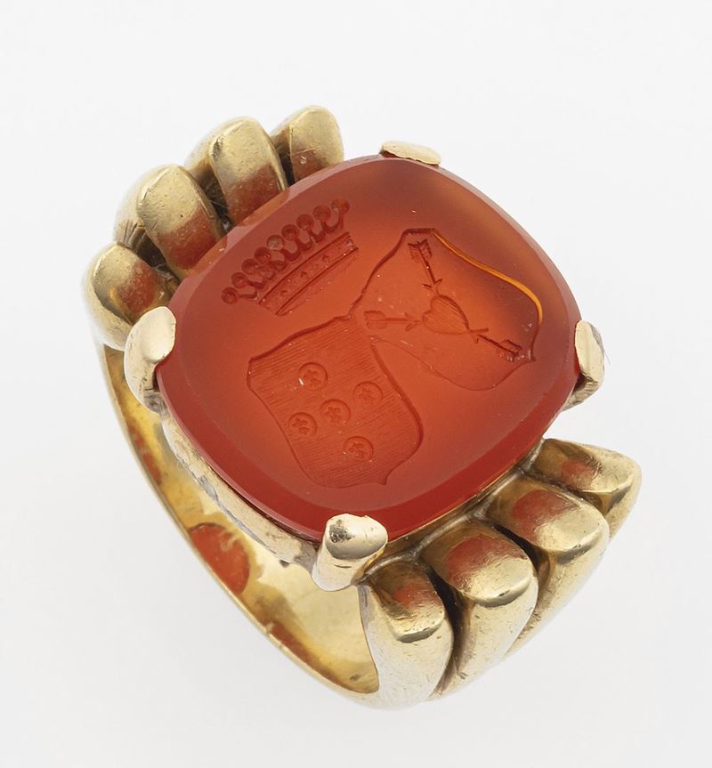 Anello con corniola incisa  - Auction Jewels - Timed Auction - Cambi Casa d'Aste