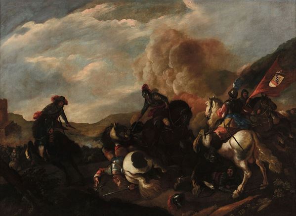 Matteo Stom (Venezia 1643-1702) Scontro di cavalleria