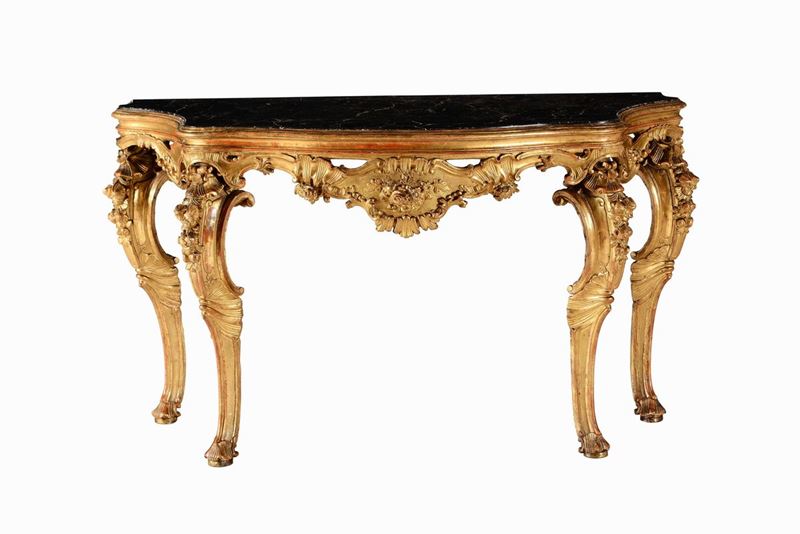 Console in legno intagliato e dorato, XVIII secolo  - Asta Importanti Sculture, Arredi e Oggetti d'Arte - Cambi Casa d'Aste