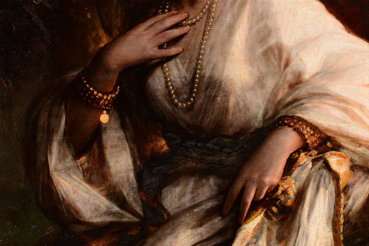 August Riedel (bayreuth 1799 - Roma 1883)ritratto di Giovane Donna con Copricapo Orientale