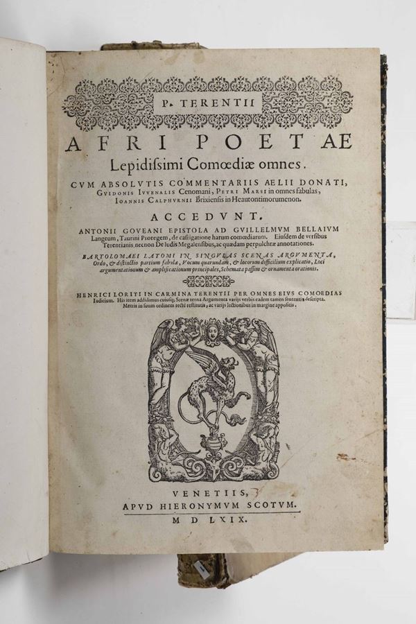 Publio Terenzio Afro Afri poetae Lepidissimi Comoediae omnes...Venetiis, apud Hieronymum Scotum, 1564.