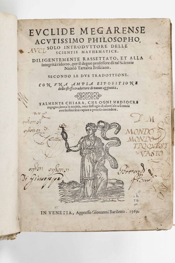 Tartaglia, Nicolò Euclide Megarense acutissimo philosopho, solo introduttore delle scientie mathematice...In Venetia, Appresso Giovanni Bariletto, 1569.