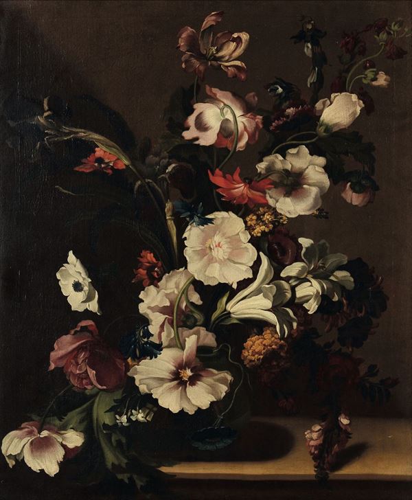 Scuola fiamminga del XVIII secolo Natura morta con fiori
