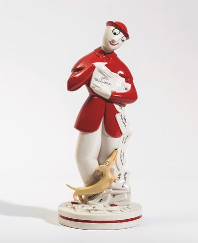 Fabris, figura di Bonaventura in porcellana policroma modellata a stampo (Italia, ca. 1930)