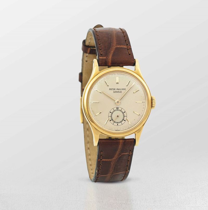 PATEK PHILIPPE - 2451 Calatrava. Very fine and rare yellow gold vintage wristwatch with second hand at 6 o'clock.  - Auction Important Wristwatches and Pocket Watches - Cambi Casa d'Aste