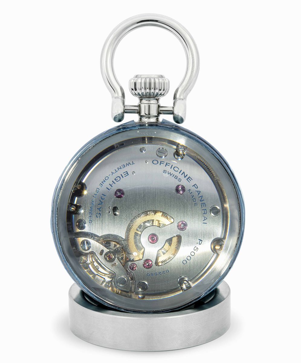 Panerai - Orologio da Tavolo in Acciaio con Movimento a Vista. Completo di Scatola e Garanzia.