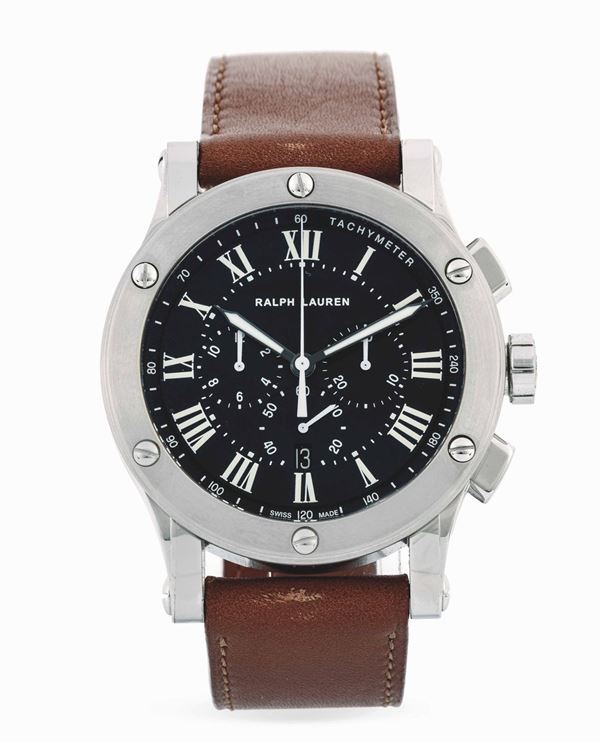 RALPH LAUREN - Stainless steel Sporting Chronograph with date at 6 o'clock and tachymeter scale.