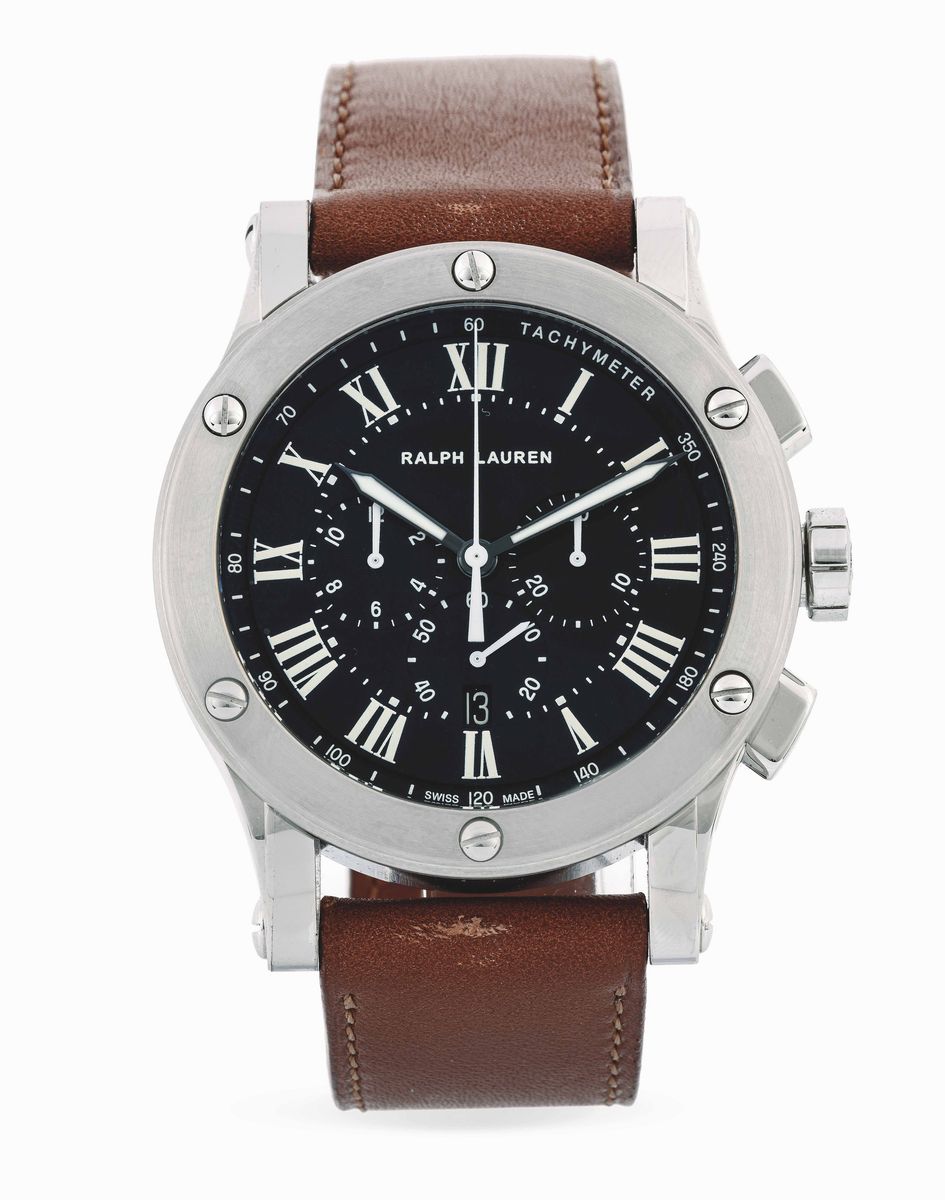 Ralph Lauren - Sporting Chronograph in Acciaio con Data Ad Ore 6 e Scala Tachimetrica.