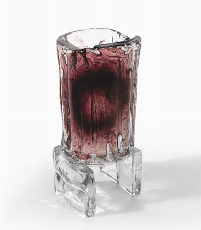 Fulvio Bianconi, Vaso in vetro con decorazione ciclamino (Murano, circa 1970)