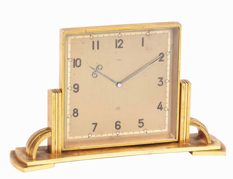 IMHOF - Brass table clock, 8 days of power reserve.  - Auction Watches - Cambi Casa d'Aste
