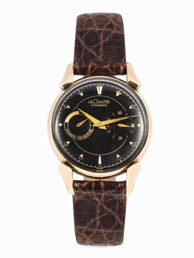Lecoultre - Orologio da Polso in Oro Rosa con Quadrante Nero.