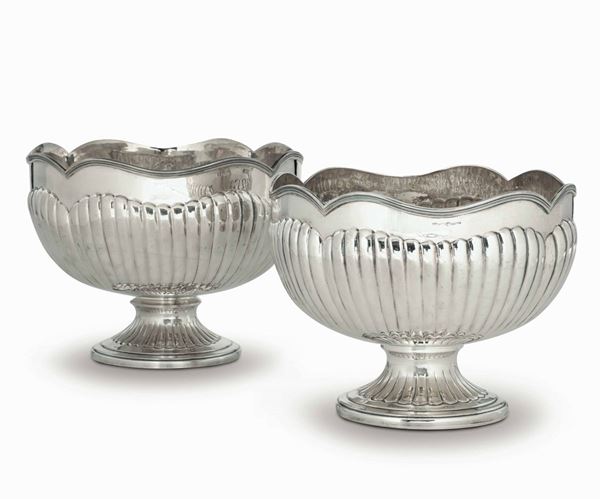Two large silver goblets, 1900s, Alessandria