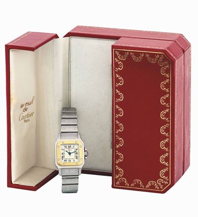 Cartier - Santos in Acciaio e Oro Giallo con Scatola Originale.