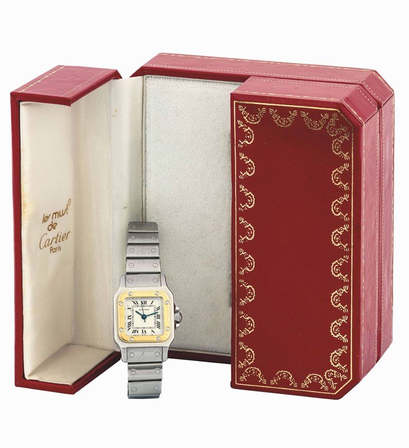 CARTIER - Stainless steel and yellow gold Santos with original box.  - Auction Important Wristwatches and Pocket Watches - Cambi Casa d'Aste