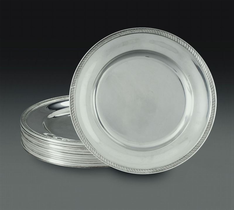 Dodici piattini in argento. Argenteria italiana del XX secolo  - Asta L'Art de la Table - Cambi Casa d'Aste