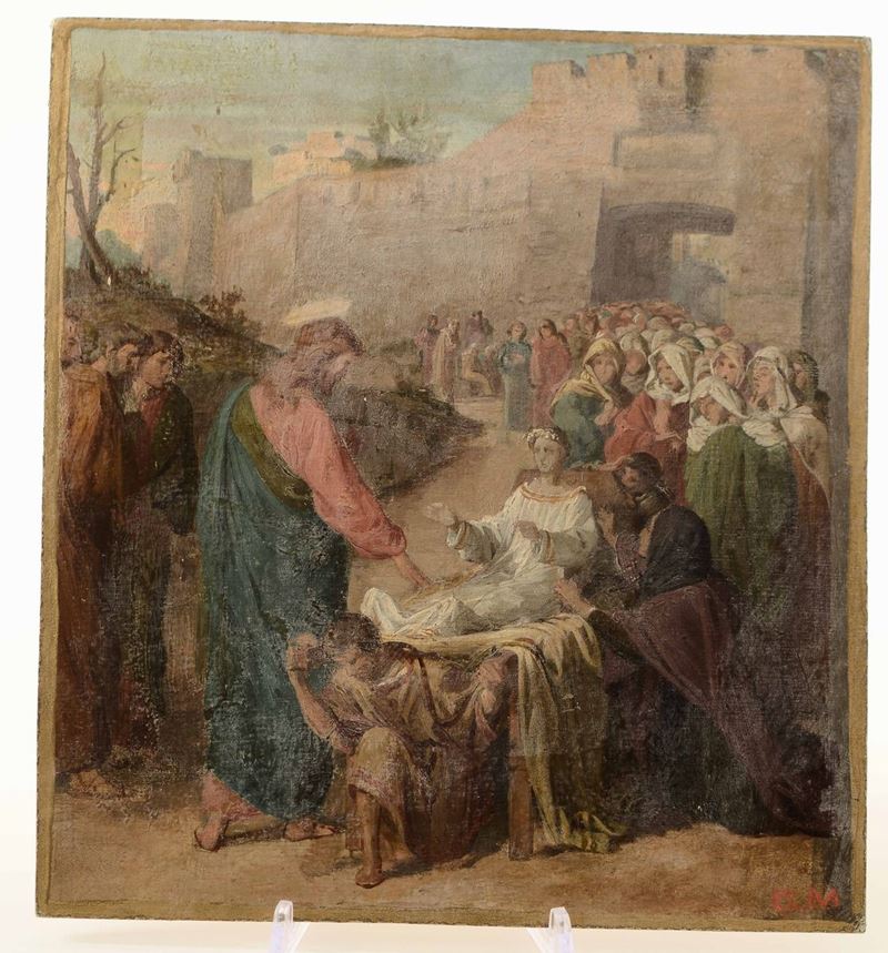Resurrezione di Naum, siglato G.M.  - Auction Ancient Paintings, Oriental Art and European Ceramics | Time Auction - Cambi Casa d'Aste