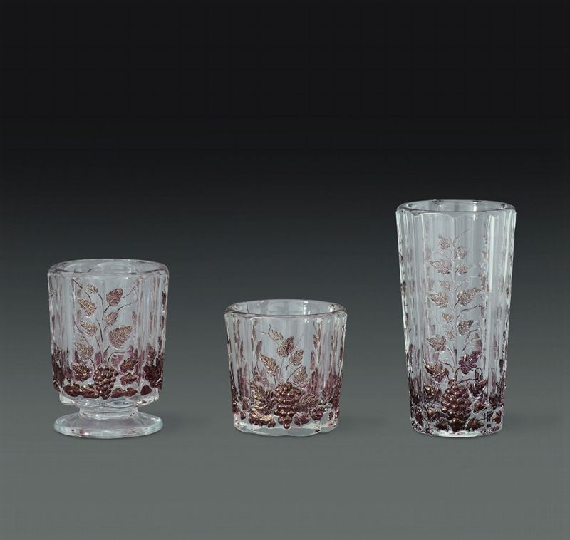 Servizio di bicchieri a “tralci di vite”  Seconda metà del XX secolo  - Asta L'Art de la Table - Cambi Casa d'Aste
