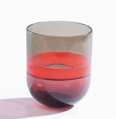 Tapio Wirkkala, Vaso cilindrico “Pianissimo” a tre colori, Venini Murano (circa 1970)