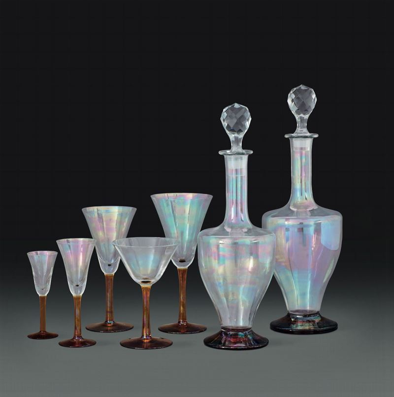 Servizio di bicchieri  Probabilmente Murano, metà del XX secolo  - Asta L'Art de la Table - Cambi Casa d'Aste