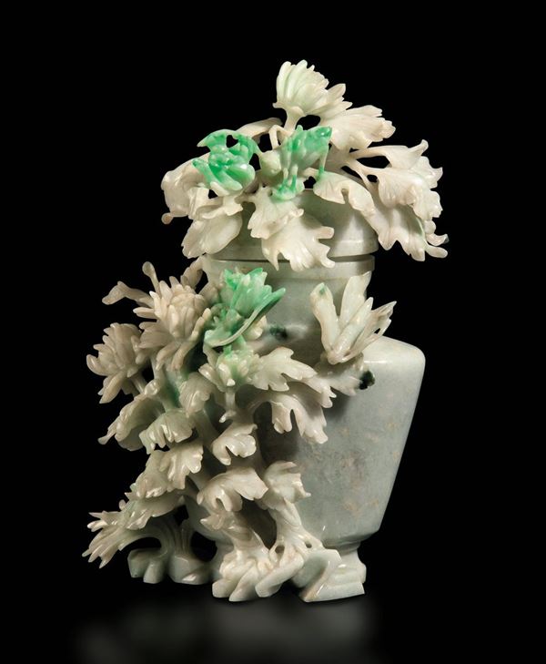 A jadeite vase, China, early 1800s