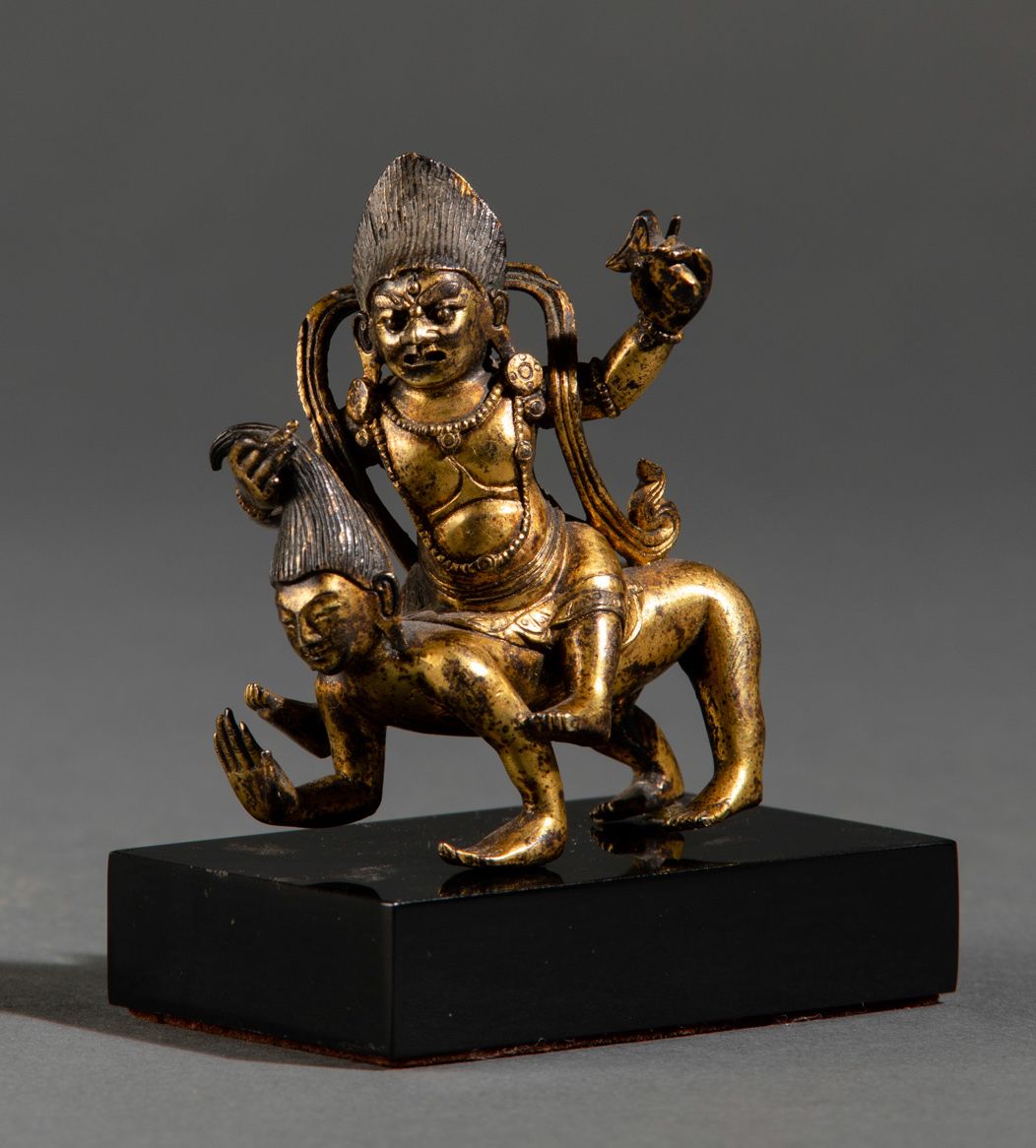 Piccola Figura di Jhambala con Vittima, Tibet, XVII Secolo