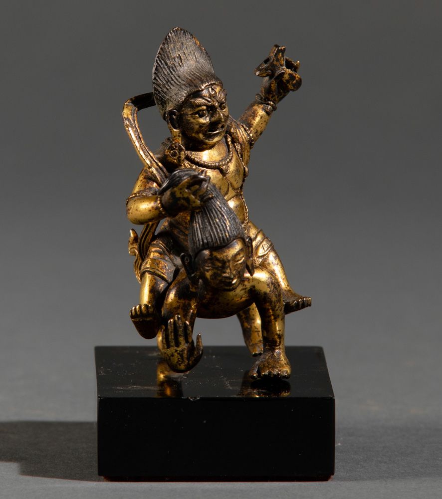 Piccola Figura di Jhambala con Vittima, Tibet, XVII Secolo