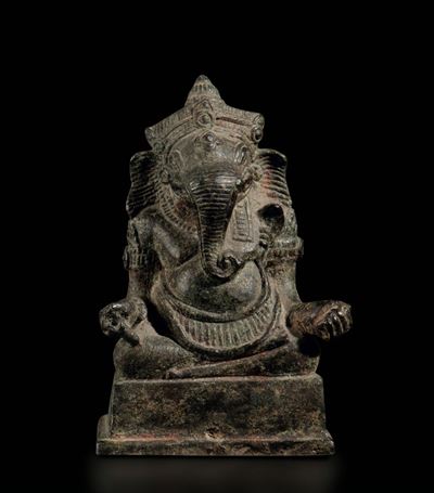 Piccola Figura di Ganesha in Bronzo, India, XIV Secolo