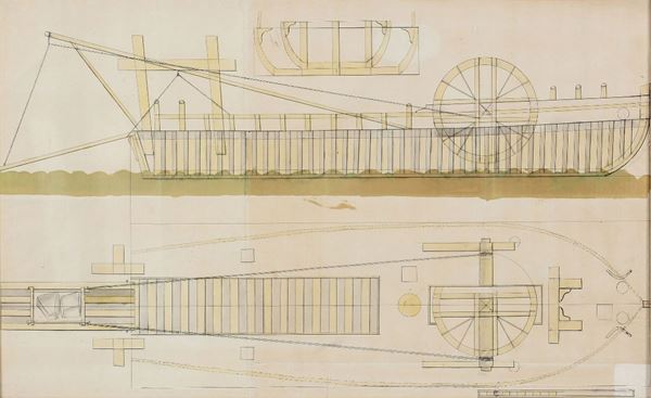 Progettista Veneto attivo nella seconda metà del Settecento Progetto per una nave da carico a fondo piatto, 1765