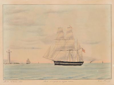 Giuseppe Krausritratto di un Brigantino a Palo Norvegese in Rada a Trieste, 1845