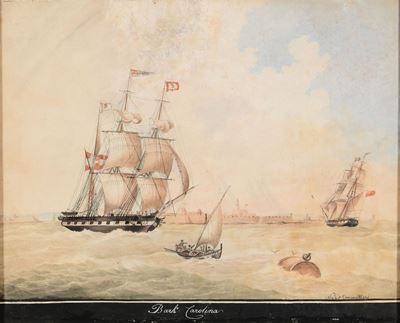 Nicolas Cammillieri Senior (notizie dal 1798 al 1820)ritratto del Brigantino a Palo Carolina, Ini...
