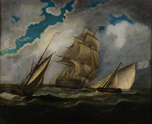 Thomas Buttersworth (1798-1827), nei modi di Velieri in navigazione, anni trenta del XIX secolo