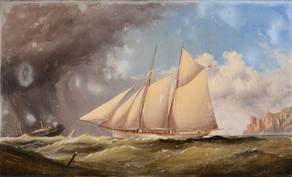 N. Faguest (XIX secolo) Goletta a gabbiola inglese in navigazione, 1881