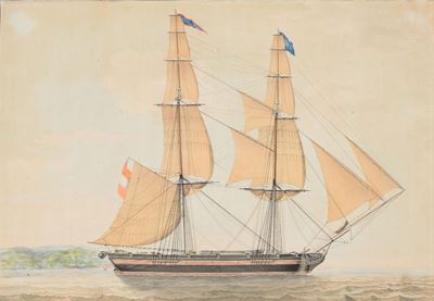Giuseppe Kraus, Attribuito Aritratto del Brigantino Egitto, Metà del XIX Secolo