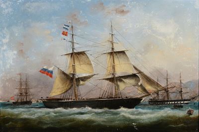 Basi Ivancovich (1815-1898), Attribuito Aritratto di un Brigantino Russo, Fine XIX Secolo