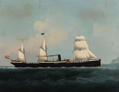 Pittore Cinese Attivo alla Fine del XIX Secoloritratto del Piroscafo Amphitrite, Fine XIX Secolo