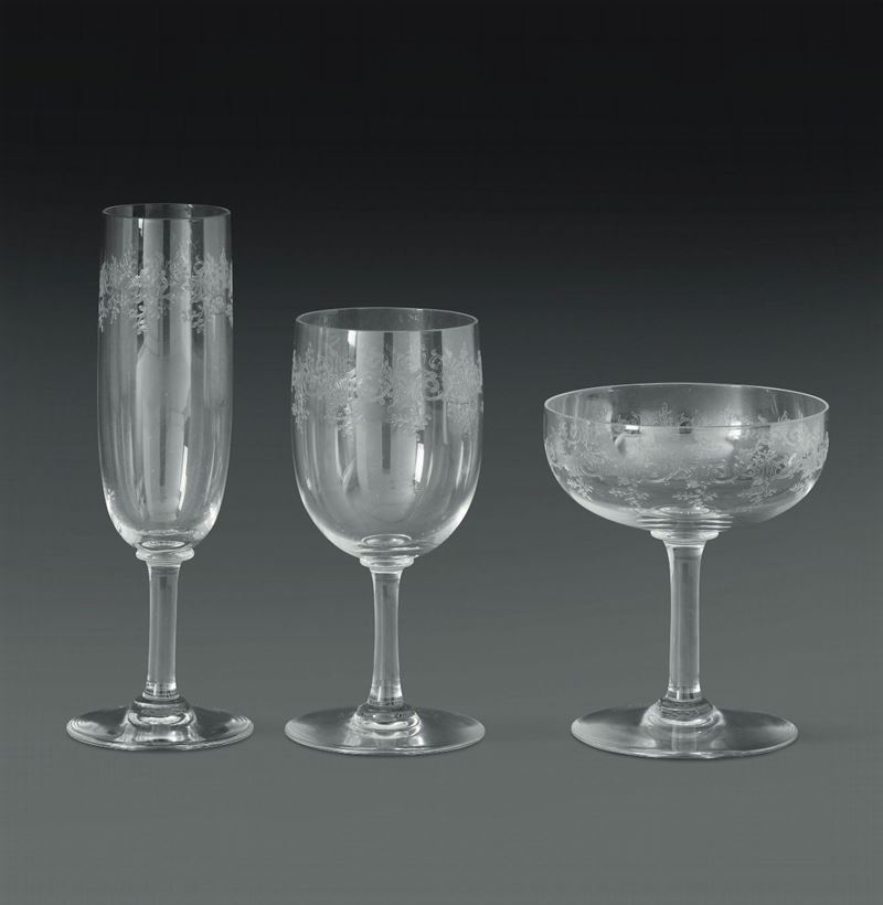 Servizio di bicchieri “Récamier” Manifattura Baccarat, seconda metà del XX secolo  - Asta L'Art de la Table - Cambi Casa d'Aste