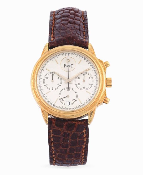 PAIGET - Yellow gold chronograph wristwatch.