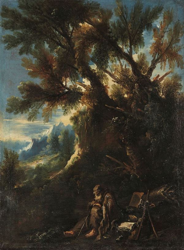 Alessandro Magnasco (Genova 1667-1749) e Antonio Peruzzini (Ancona 1643 - Milano 1724) Paesaggio con  [..]