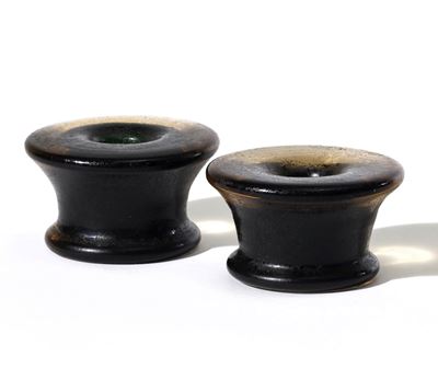 Carlo Scarpa, Basi di lampada Venini, serie Corrosi in vetro sommerso bicolore (Murano, 1936 ca.)