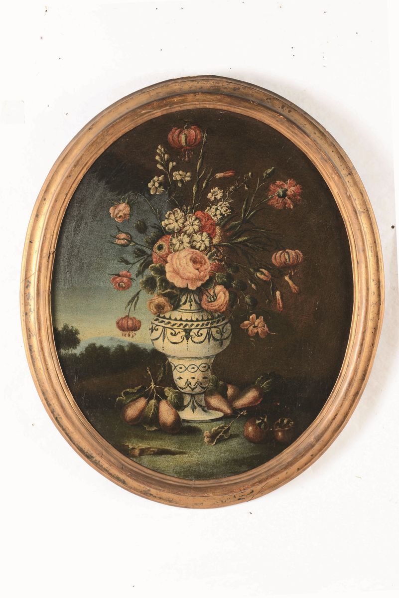 Felice Rubbiani (modena 1677 - Villa San Pancrazio 1752), Attribuito Anatura Morta con Vasi di Fi...