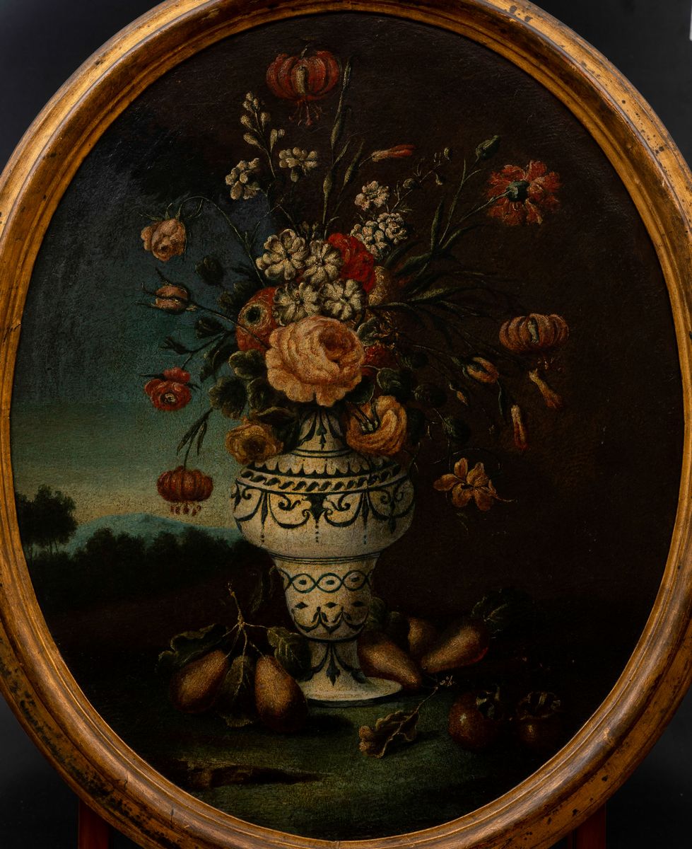 Felice Rubbiani (modena 1677 - Villa San Pancrazio 1752), Attribuito Anatura Morta con Vasi di Fi...