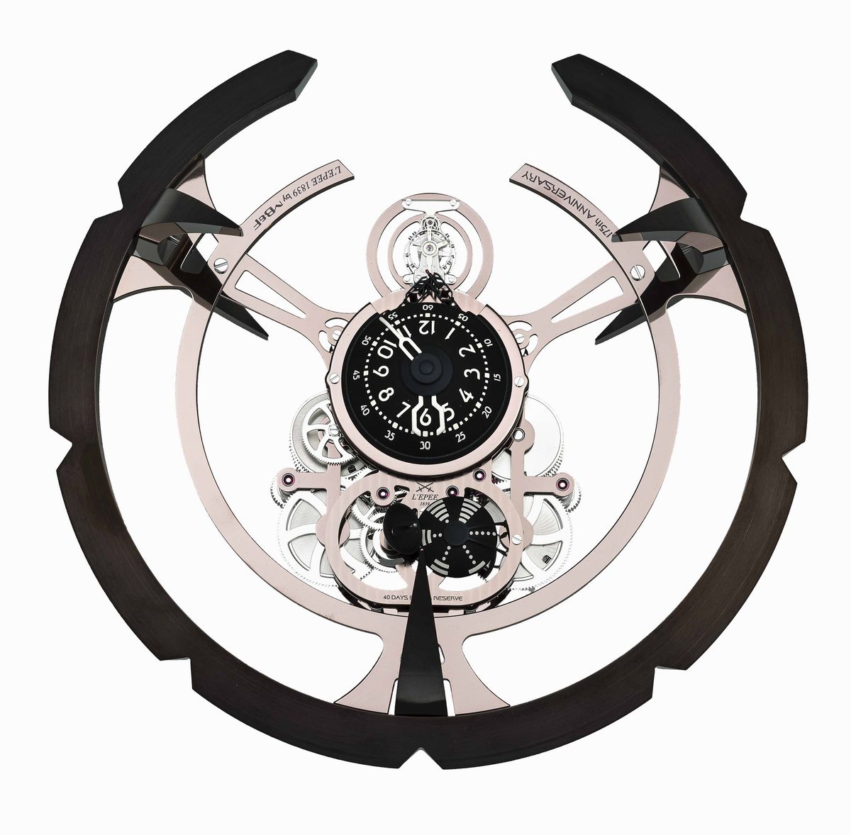 L'epee 1839 - Affascinante Orologio da Tavolo in Acciaio Finitura Bronzo con Ruotismi Palladiati ...