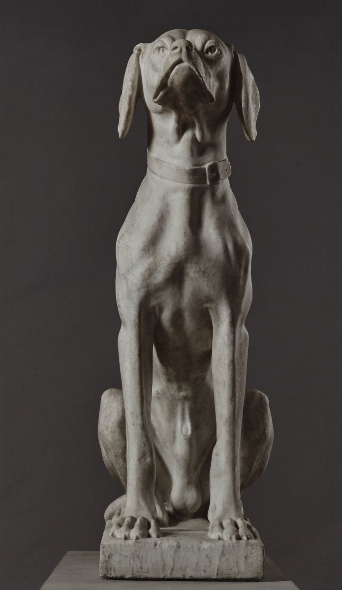 Segugio Italiano. Marmo Bianco. Arte Neoclassica Italiana, Ultimo Quarto del XIX Secolo