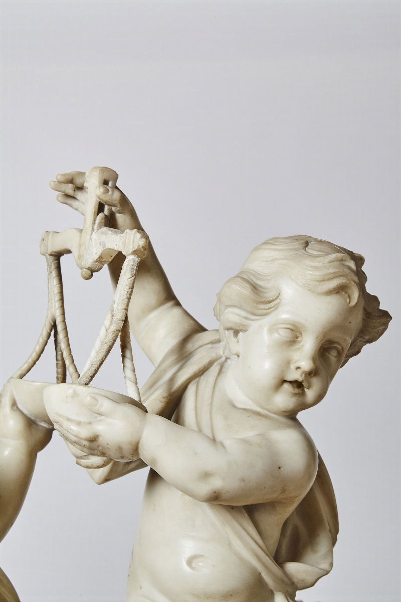 Coppia di Gruppi Allegorici in Marmo. Napoli XVIII Secolo, Attribuiti a Giuseppe Sanmartino (napo...