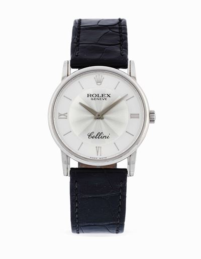 Rolex - Raffinato Cellini in Oro Bianco, Quadrante Bianco, Indici e Numeri Romani.