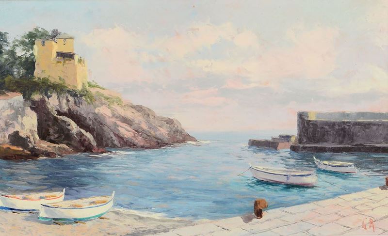 Giuseppe Arigliano (1917-1999) Porticciolo di Nervi  - Auction Paintings of the 19th-20th century - Timed Auction - Cambi Casa d'Aste