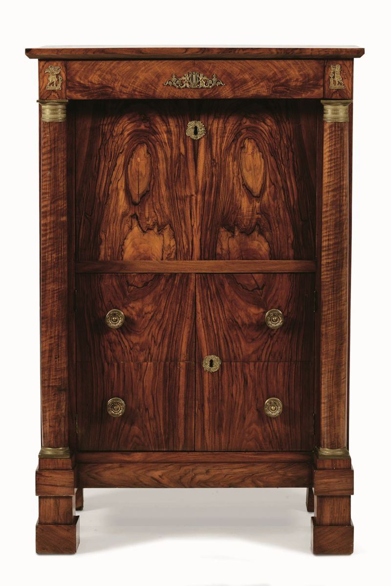 Secretaire Impero in legno lastronato, XIX secolo  - Asta Antiquariato V | Asta a Tempo - Cambi Casa d'Aste